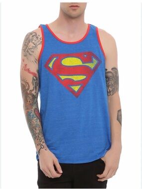 DC Comics Superman logo tank top blue size XL.